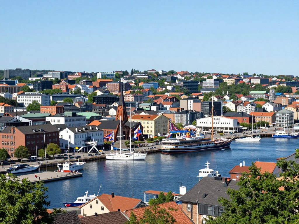 Göteborgs hamn med Liseberg i bakgrunden