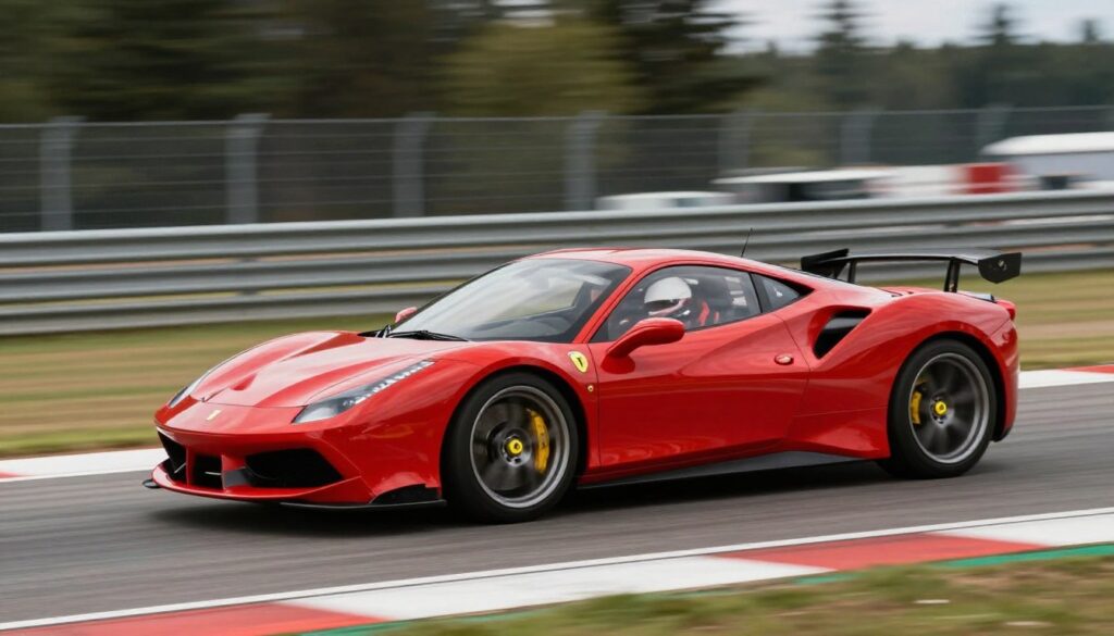 Person som kör en Ferrari på en racingbana, en populär upplevelsepresent i Sverige